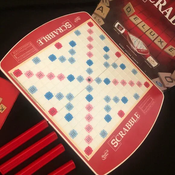 Scrabble Game Deluxe Edition Rotating Board Game & Carry Case - Picture 15 of 15